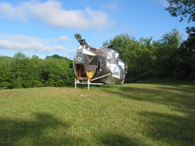 LEM, 2003-2007, 13'X11'X14', aluminum, steel, epoxy, wood, rubber, money
Front view at Art Omi, 2004