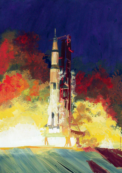 Apollo Launch #3, 2002, acryilic on paper, 12x9 ins (30.5x23 cm)