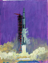 Apollo Launch #2, 2002, acrylic on paper, 12x9 ins (30.5x23 cm)