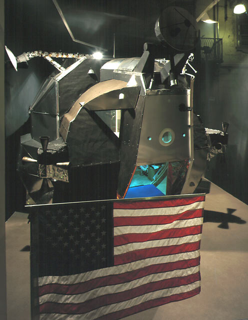 Lunar Excursion Module at Galleria Franco Noero, 2000, view from outside gallery.  This LEM is now on the Island of Sardinia.
